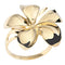 14K Yellow Gold Plumeria Ring Sandblast Polish Edge 23mm - Hanalei Jeweler