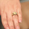 14K Yellow Gold Triple Plumeria Ring Sandblast Polish Edge (M)