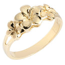 14K Yellow Gold Triple Plumeria Ring Sandblast Polish Edge 6-8-6 - Hanalei Jeweler