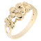 14K Yellow Gold Triple Plumeria Ring with CZ Sandblast Polish Edge 6-8-6 - Hanalei Jeweler