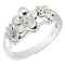 14K White Gold Triple Plumeria Ring with CZ Sandblast Polish Edge 6-8-6 - Hanalei Jeweler