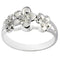 14K White Gold Triple Plumeria Ring with CZ Sandblast Polish Edge 6-8-6 - Hanalei Jeweler