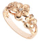 14K Rose Gold Triple Plumeria Ring with CZ Sandblast Polish Edge 6-8-6 - Hanalei Jeweler