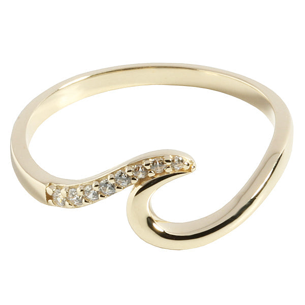 14K Yellow Gold Wave with CZ Ring