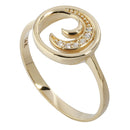 14K Yellow Gold Wave with CZ in Circle Ring