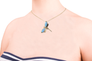 14K Yellow Gold Dragonfly with Blue Opal Inlaid Pendant  (Chain Sold Separately)