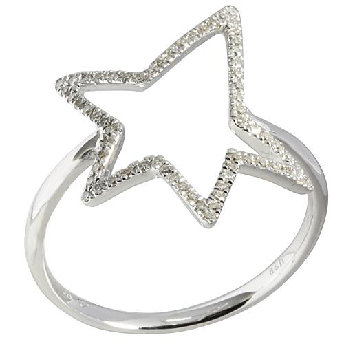 0.17 ct. t.w.  Diamond Ring in Solid 14K white Gold Star - Hanalei Jeweler