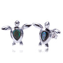 Swimming Turtle Earring Sterling Silver Made Abalone Inlay Post Style - Hanalei Jeweler