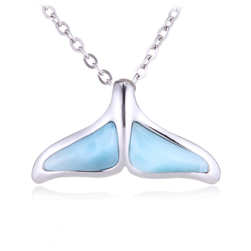 Larimar Sterling Silver Whaletail Pendant(Chain Sold Separately) - Hanalei Jeweler