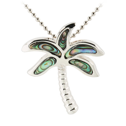 Sterling Silver Abalone Palm Tree Pendant - Hanalei Jeweler