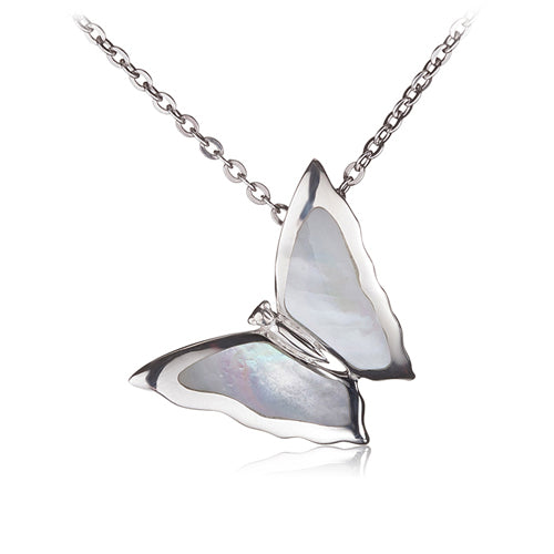 Butterfly with Mother-of-pearl Inlay Sterling Silver Pendant(Chain Sold Separately) - Hanalei Jeweler