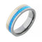 Tantalum with 14K Yellow Gold and Opal Inlaid Wedding Ring Flat 6mm
