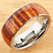 Supper Curly Hawaiian Koa Wood Ring Tungsten Carbide Koa Wood Wedding Band - Hanalei Jeweler