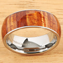 Supper Curly Hawaiian Koa Wood Ring Tungsten Carbide Koa Wood Wedding Band - Hanalei Jeweler