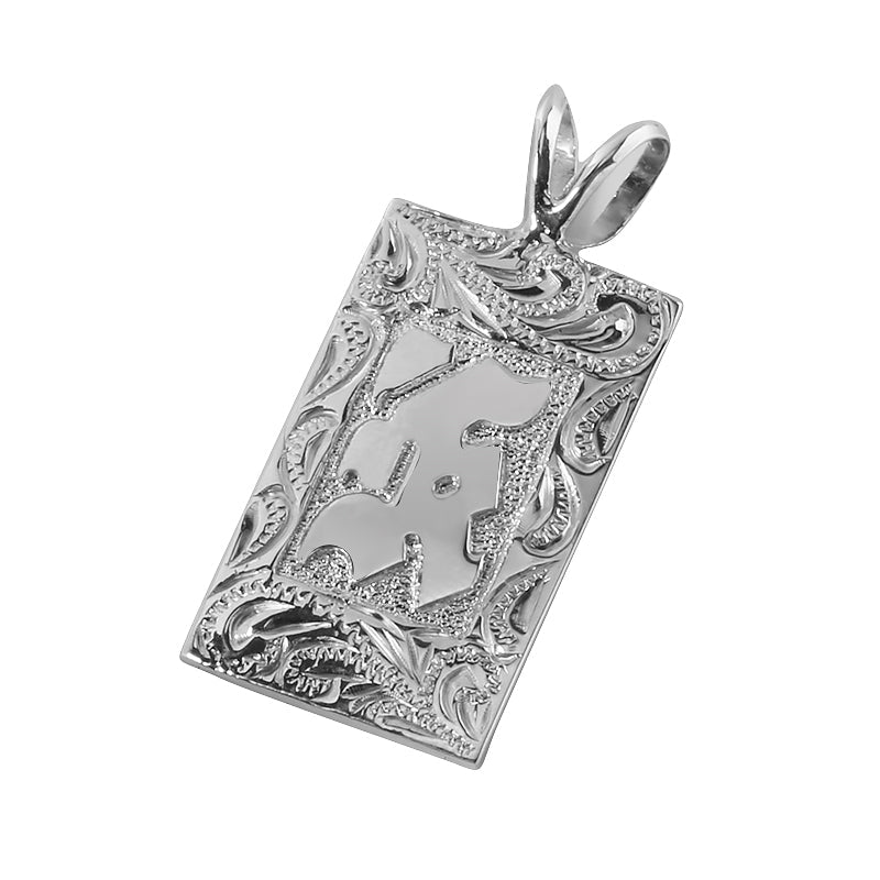 Sterling Silver Custom-Made Initial Pendant Raise Letter with Scroll Engraving 15mm