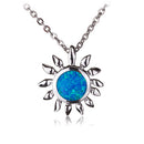 Sunflower Sterling Silver Opal Inlay Pendant(Chain Sold Separately) - Hanalei Jeweler