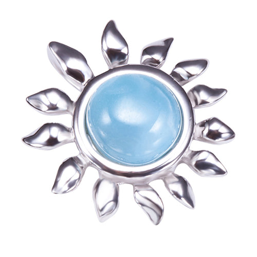 Sterling Silver Larimar Sunflower Pendant(Chain Sold Separately) - Hanalei Jeweler