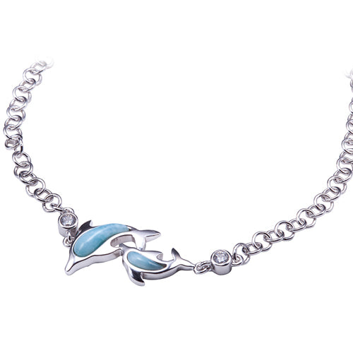 Sterling Silver Larimar Dolphin Bracelet - Hanalei Jeweler