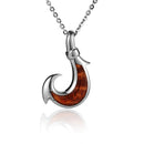 925 Sterling Silver Koa Wood Inlaid Fish Hook Pendant(S) - Hanalei Jeweler