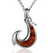 925 Sterling Silver Koa Wood Inlaid Fish Hook Pendant(L) - Hanalei Jeweler