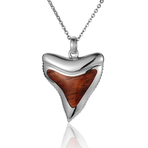 KOA Wood inlaid Sterling Silver Shark Teeth Shape Pendant - Hanalei Jeweler