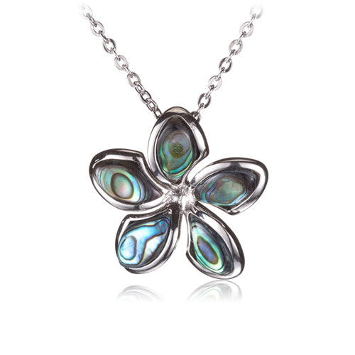 Sterling Silver Plumeria Abalone Inlay Pendant(Chain Sold Separately) - Hanalei Jeweler