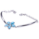 Larimar Plumeria Sterling Silver Bracelet - Hanalei Jeweler