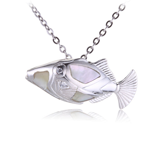 Humuhumunukunuku apua Fish Pendant with Mother-of-pearl Inlay(Chain sold separately) - Hanalei Jeweler