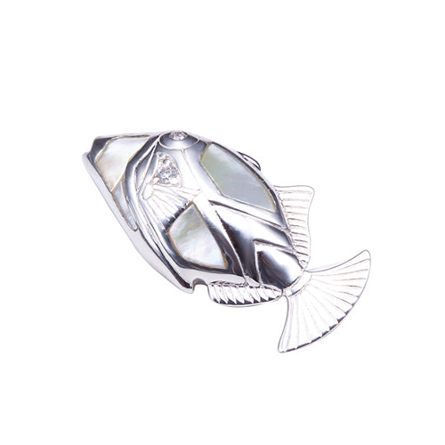 Humuhumunukunuku apua Fish Pendant with Mother-of-pearl Inlay(Chain sold separately) - Hanalei Jeweler