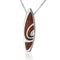Hawaiian Jewelry Koa Wood inlaid Solid Silver Surfboard Pendant - Hanalei Jeweler