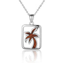 Hawaiian Jewelry Koa Wood inlaid Solid Silver Palm Tree Pendant - Hanalei Jeweler