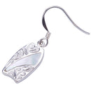 Sterling Silver Surfboard Hook Earring with Scrolling and Mother-of-Pearl Inlay - Hanalei Jeweler