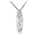 Sterling Silver Surfboard Pendant with Scrolling and Mother-of-Pearl Inlay(Chain Sold Separately) - Hanalei Jeweler