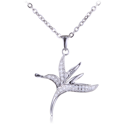 Bird of Paradise Sterling Silver Pave Cubic Zirconia Pendant(Chain Sold Separately) - Hanalei Jeweler