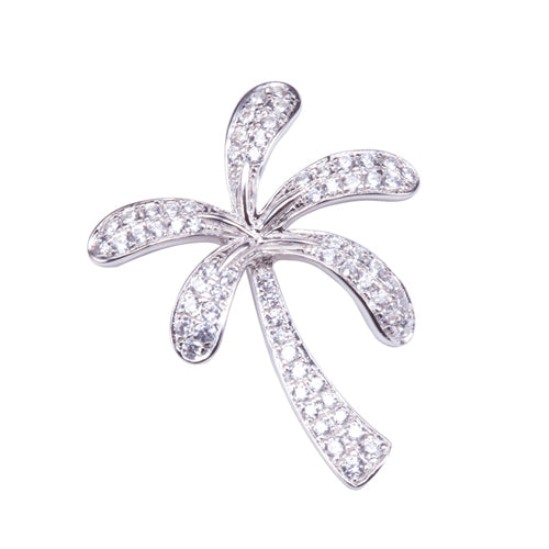 Palm Tree Sterling Silver Pendant Pave Cubic Zirconia(Chain Sold Separately) - Hanalei Jeweler