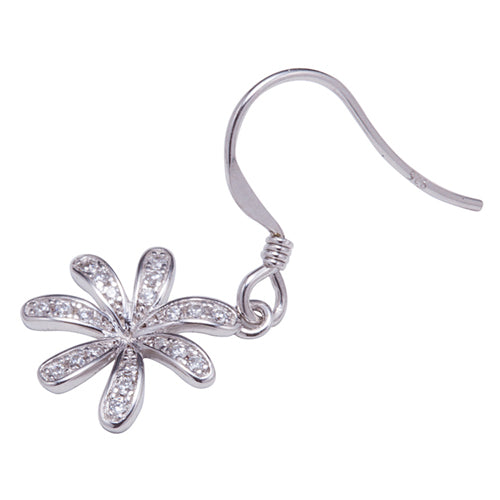 Sterling Silver Tiare Hook Earring Pave Cubic Zirconia - Hanalei Jeweler