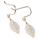 Sterling Silver Yellow Gold Plated Pave Cubic Zirconia Maile Leaf Hook Earring - Hanalei Jeweler