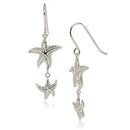Rhodium Double Starfish Pave CZ Hook Earring - Hanalei Jeweler