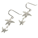 Rhodium Double Starfish Pave CZ Hook Earring - Hanalei Jeweler