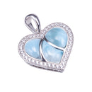 Larimar CZ Inlaid Sterling Silver Heart Pendant(Chain Sold Separately) - Hanalei Jeweler