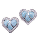 Larimar CZ Inlaid Sterling Silver Heart Post Earring - Hanalei Jeweler