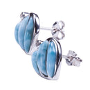 Larimar Heart Sterling Silver Post Earring - Hanalei Jeweler