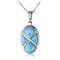 Sterling Silver Oval Pendant Larimar CZ Inlaid(Chain Sold Separately) - Hanalei Jeweler