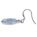 Sterling Silver Oval Hook Earring Larimar CZ Inlaid - Hanalei Jeweler