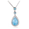 Sterling Silver Larimar Water Drop Pendant with Cubic Zirconia Inlay(Chain Sold Separately) - Hanalei Jeweler