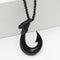 Black Bone Plain Fish Hook Necklace Black Cord 22x35mm