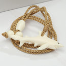 Buffalo Bone Shark Necklace Brown Cord 53x20mm