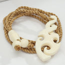 Buffalo Bone Spiral Twist Pendant Necklace w/Carving 20x47mm