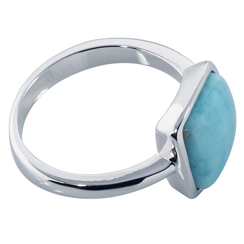Sterling Silver Diamond Shape Larimar Ring