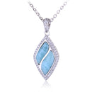 Diamond Shape Larimar Sterling Silver Pendant Pave Cubic Zirconia(Chain Sold Separately) - Hanalei Jeweler